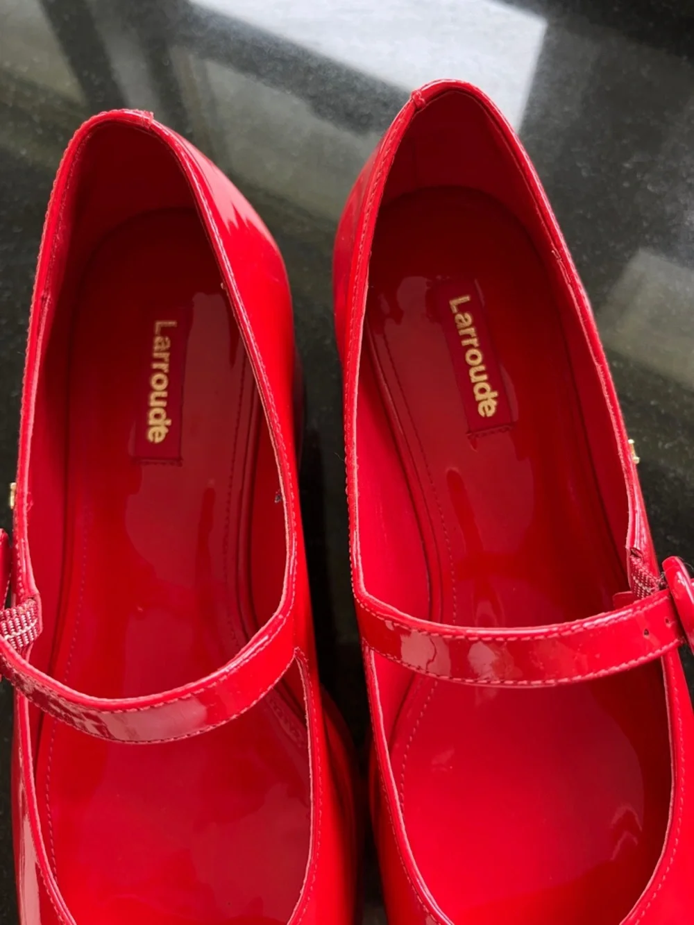 Larroude Red Patent Mary Jane Platform Shoes
